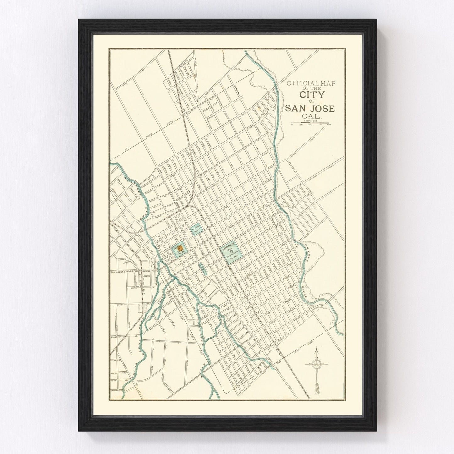 vintage map of San Jose, California, 1893