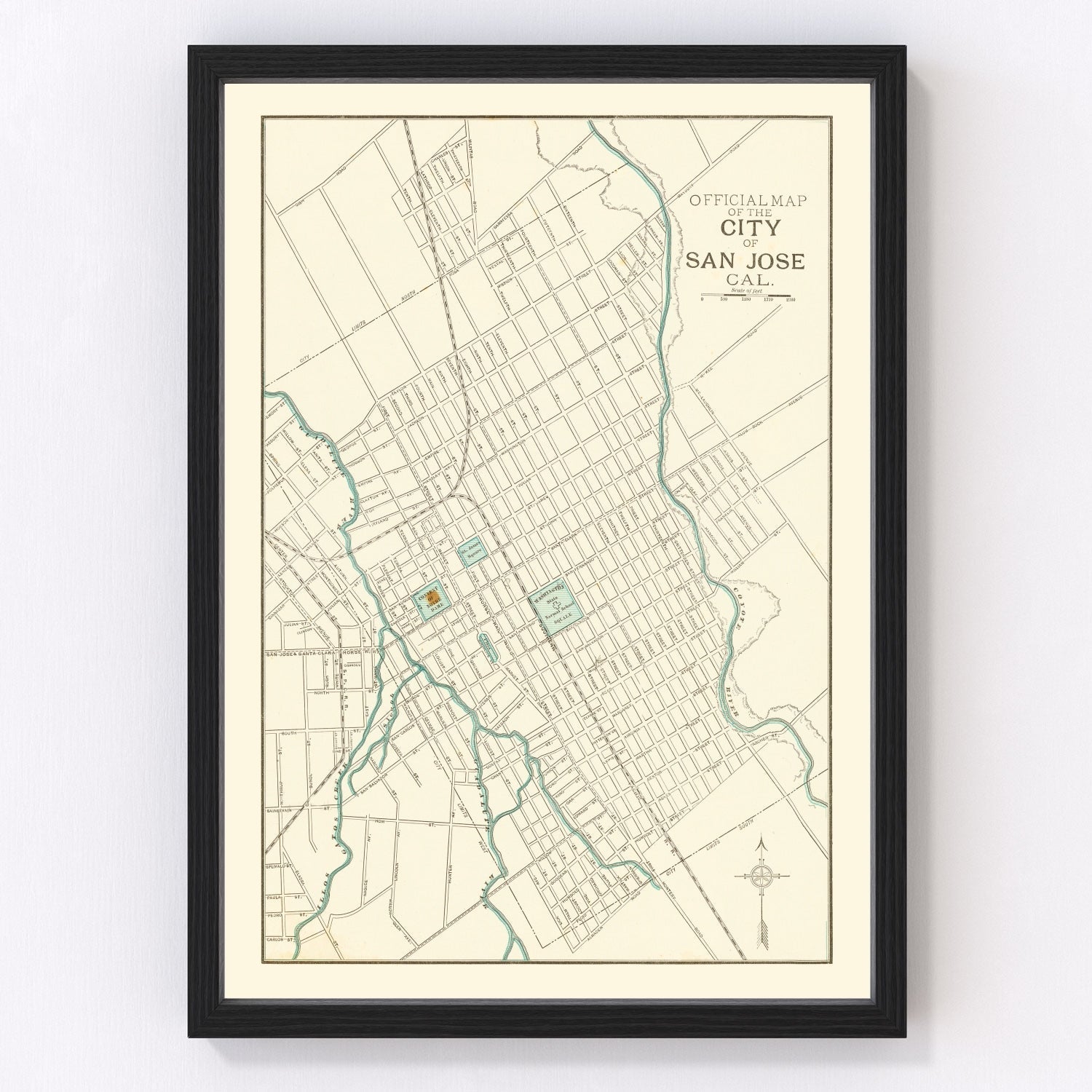 vintage map of San Jose, California, 1893