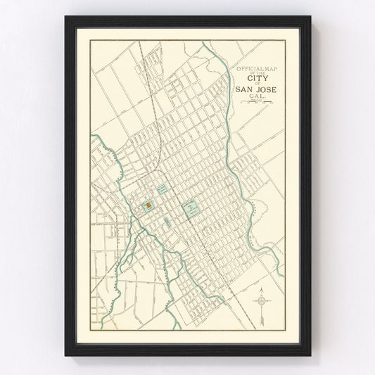 vintage map of San Jose, California, 1893