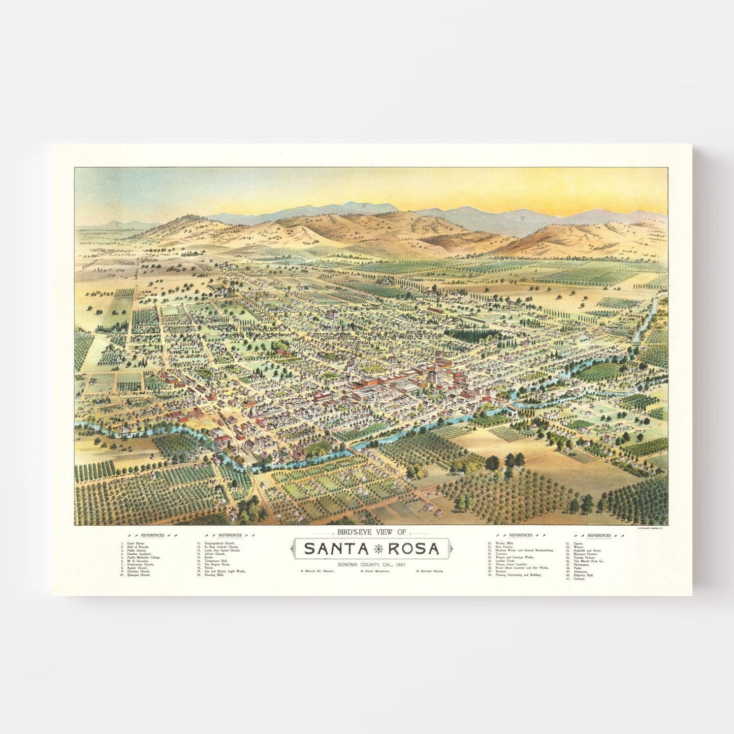 Vintage Map of Santa Rosa, California, 1897