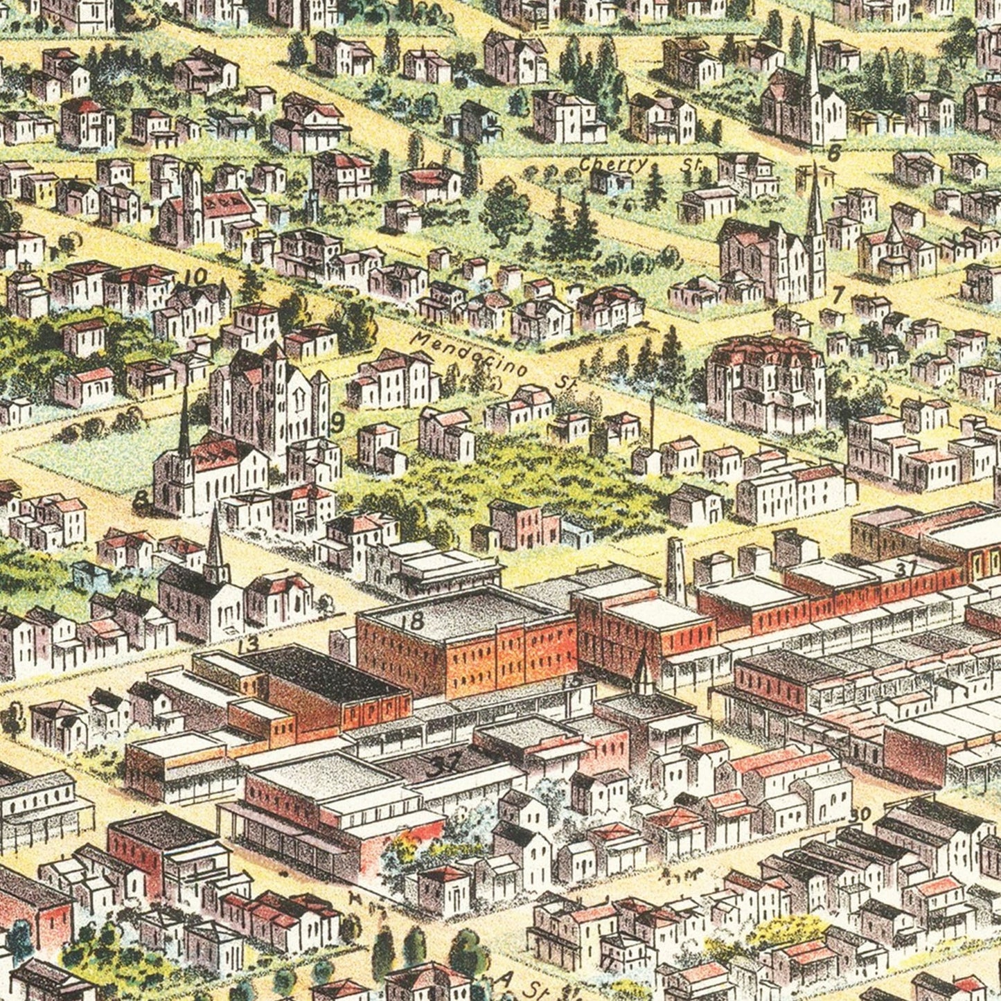 Vintage Map of Santa Rosa, California, 1897
