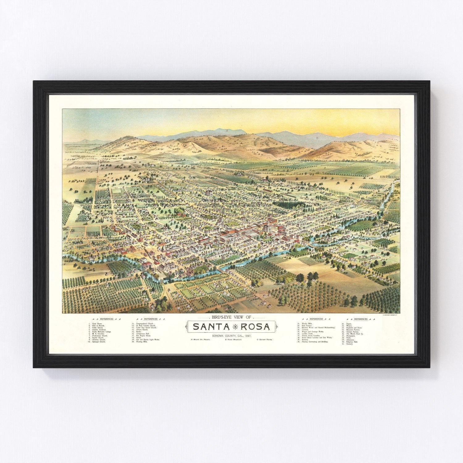vintage map of Santa Rosa, California, 1897