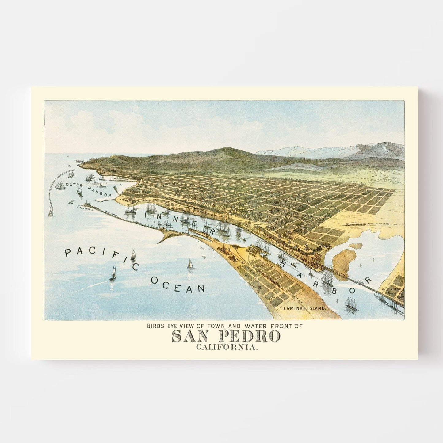 Vintage Map of San Pedro, California, 1897 No.2