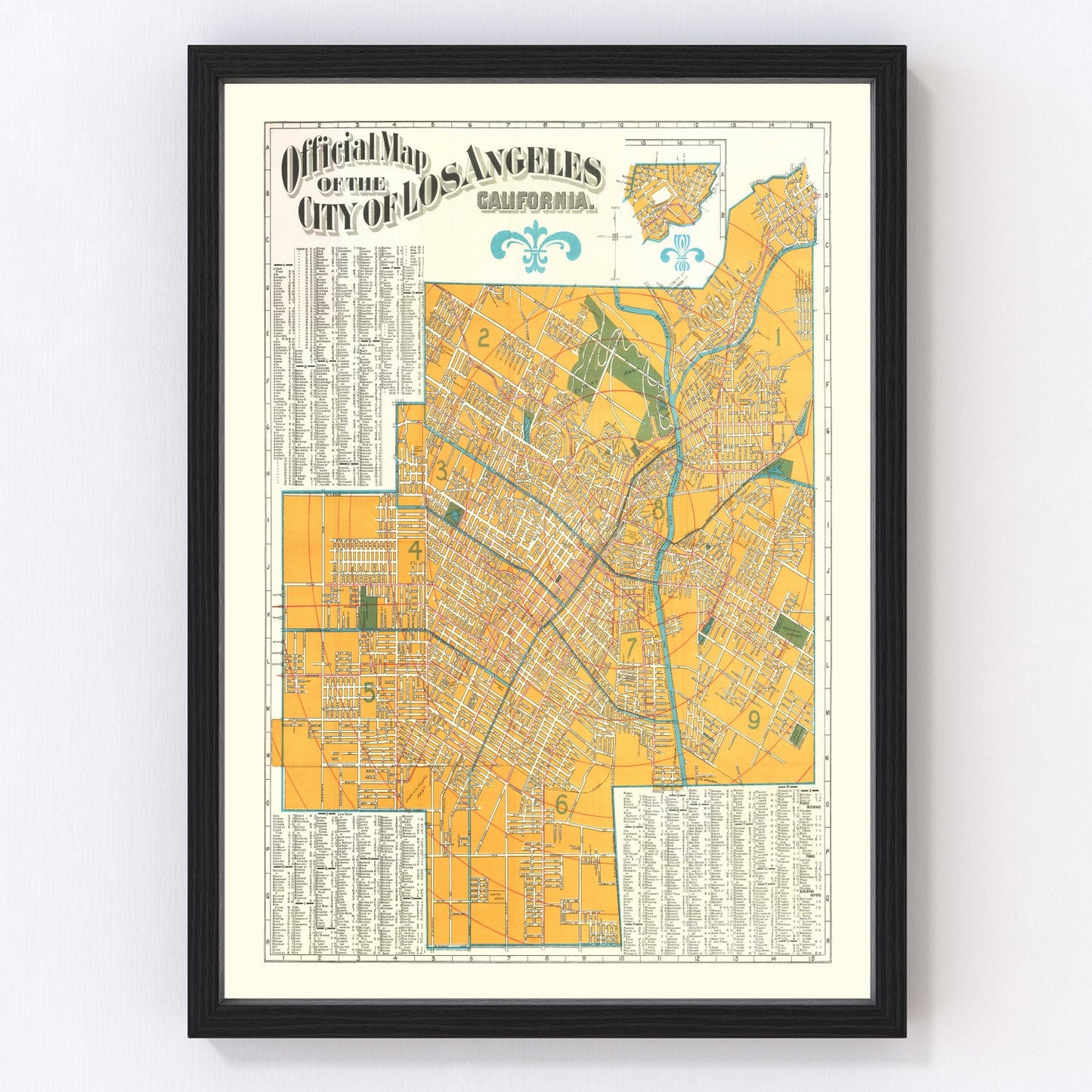 vintage map of Los Angeles, California, 1900