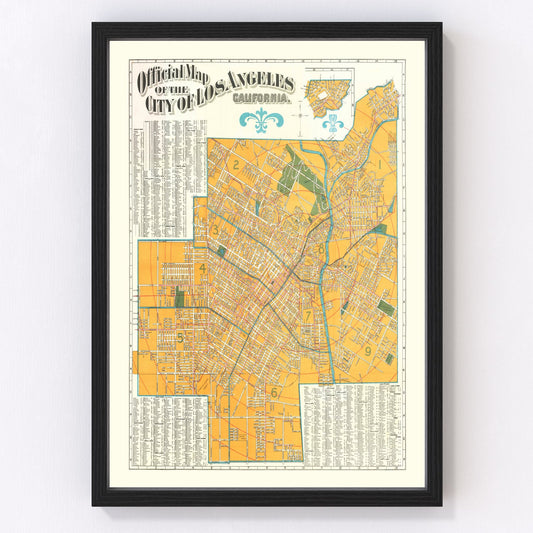 vintage map of Los Angeles, California, 1900