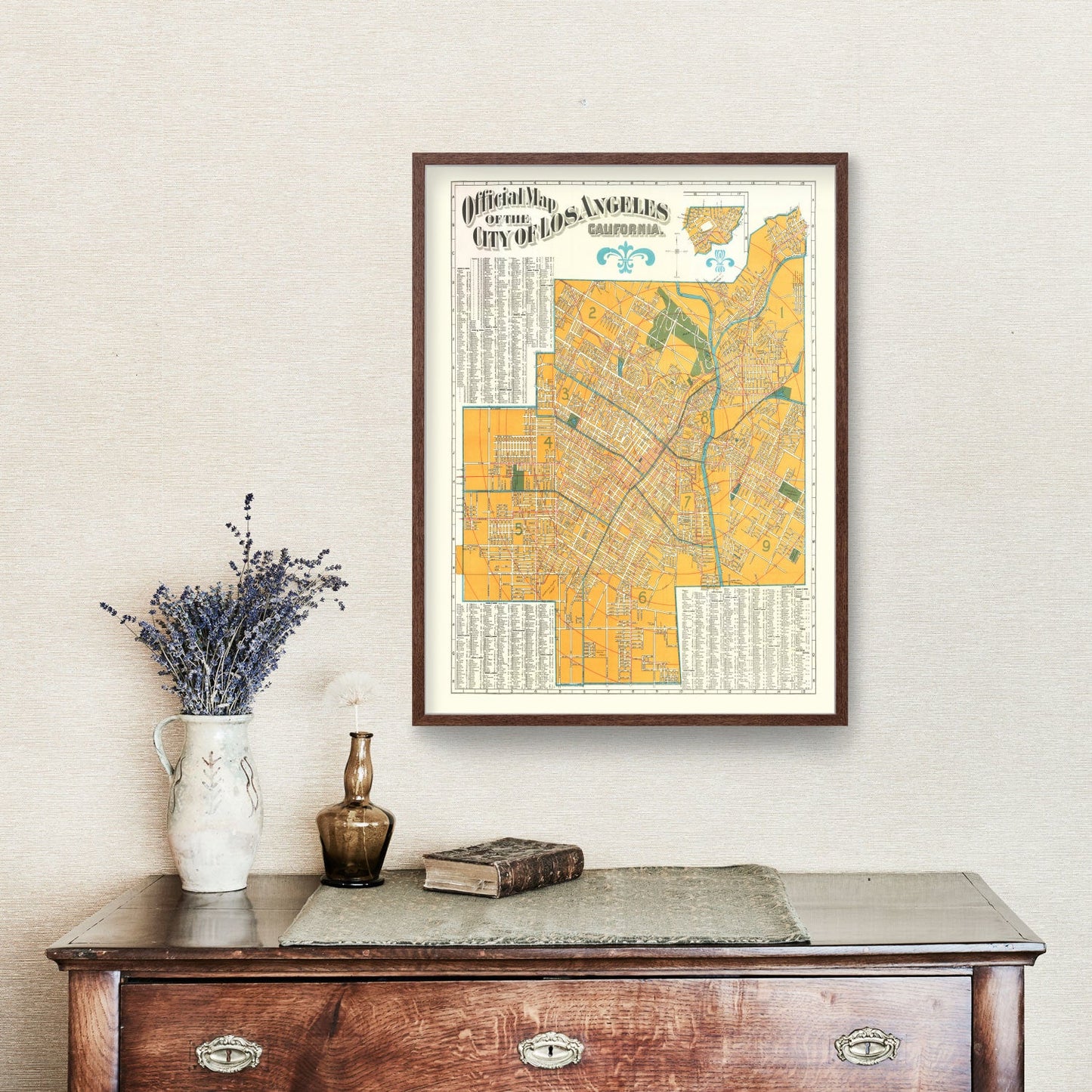 Vintage Map of Los Angeles, California, 1900