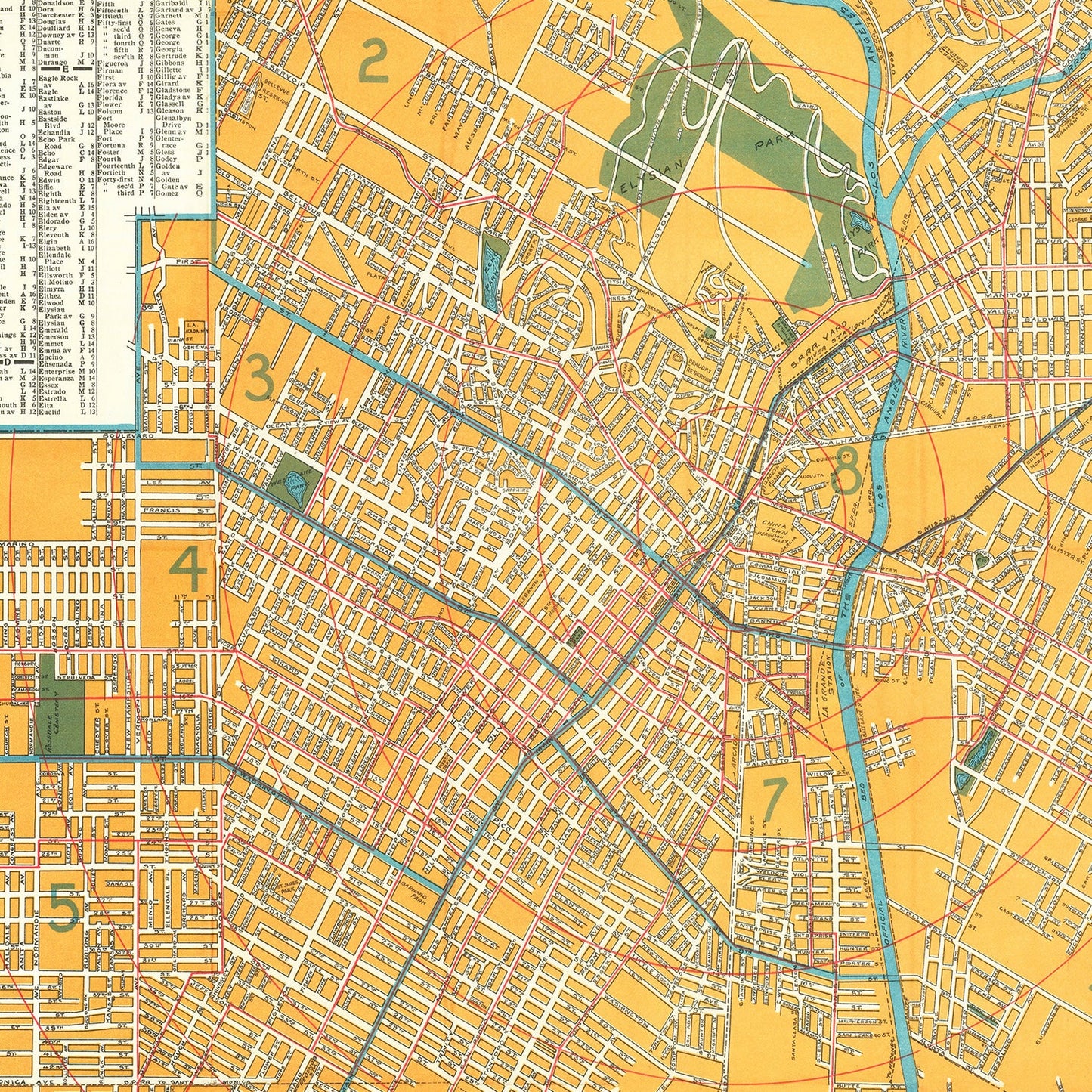 Vintage Map of Los Angeles, California, 1900