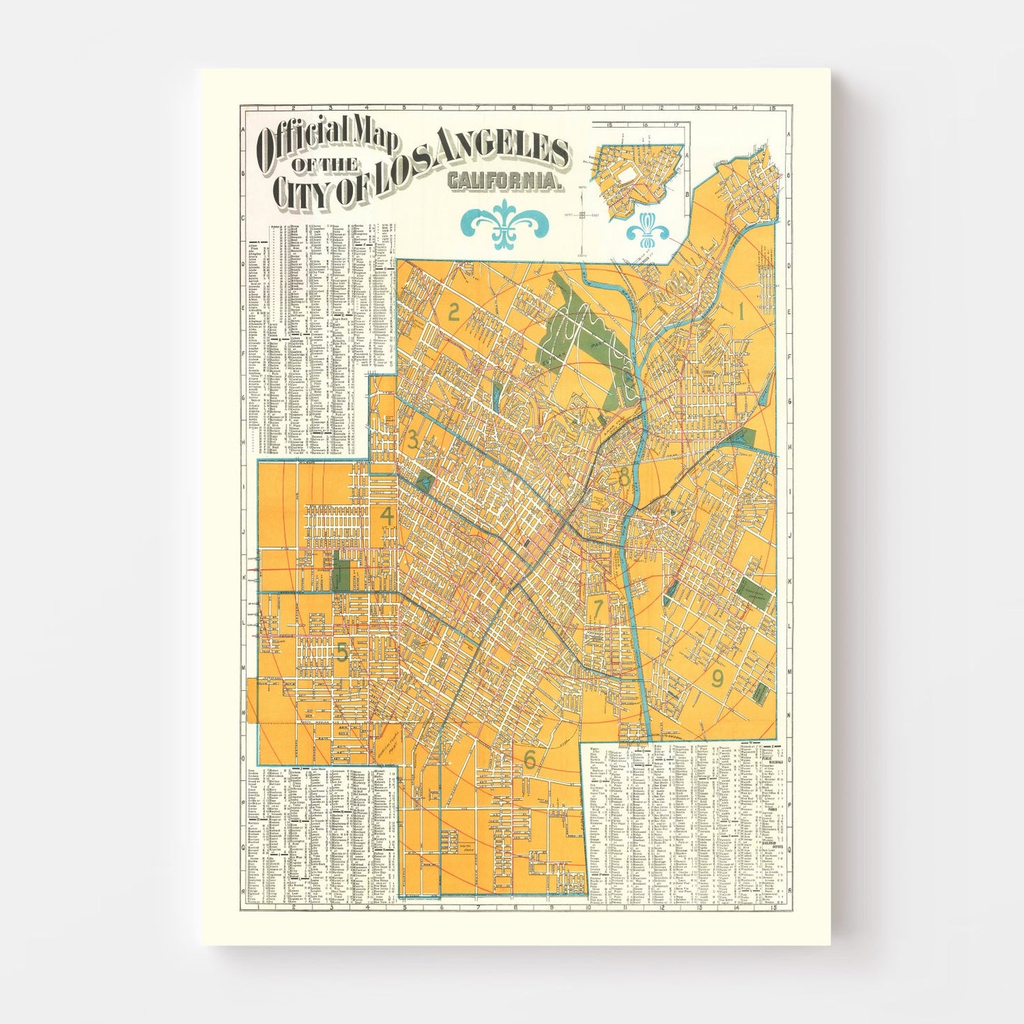 Vintage Map of Los Angeles, California, 1900
