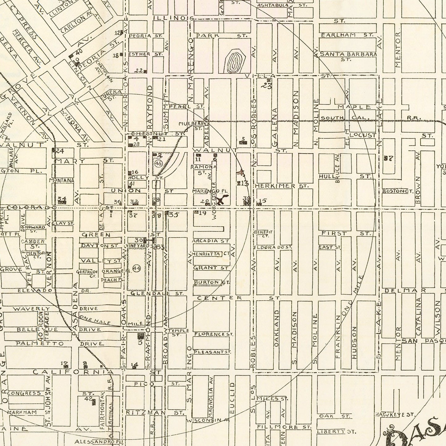 Vintage Map of Pasadena, California, 1902