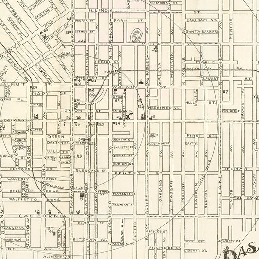 Vintage Map of Pasadena, California, 1902