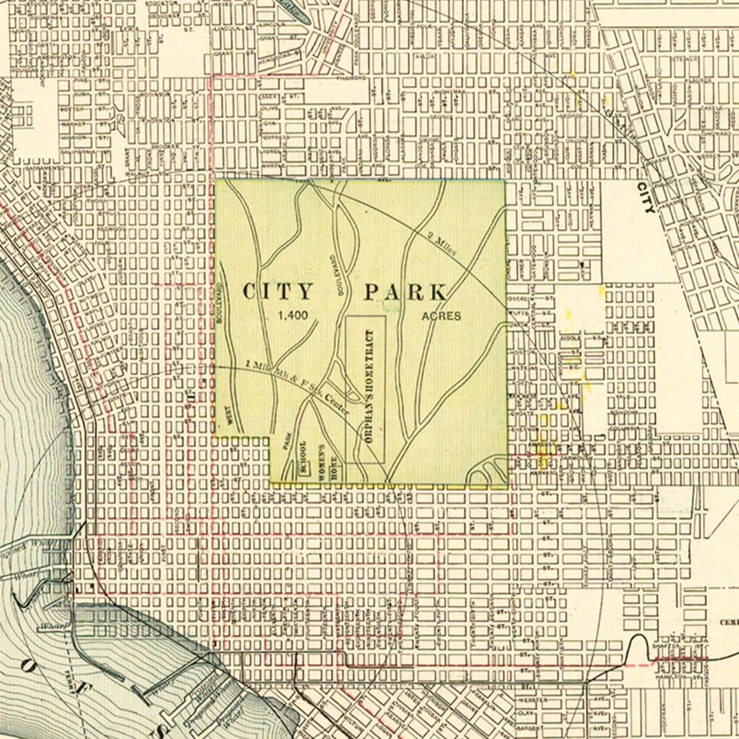 Vintage Map of San Diego, California, 1902