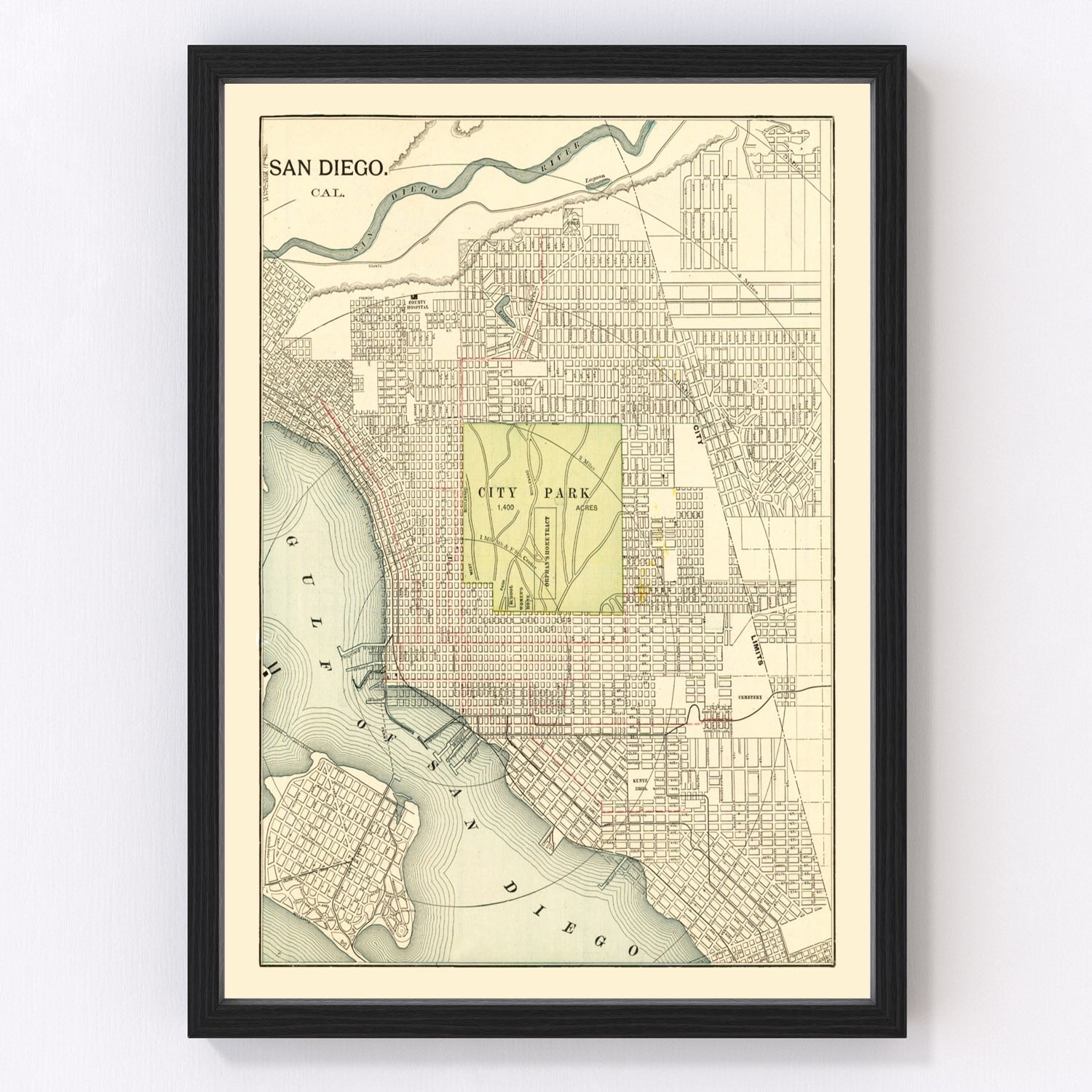 vintage map of San Diego, California, 1902