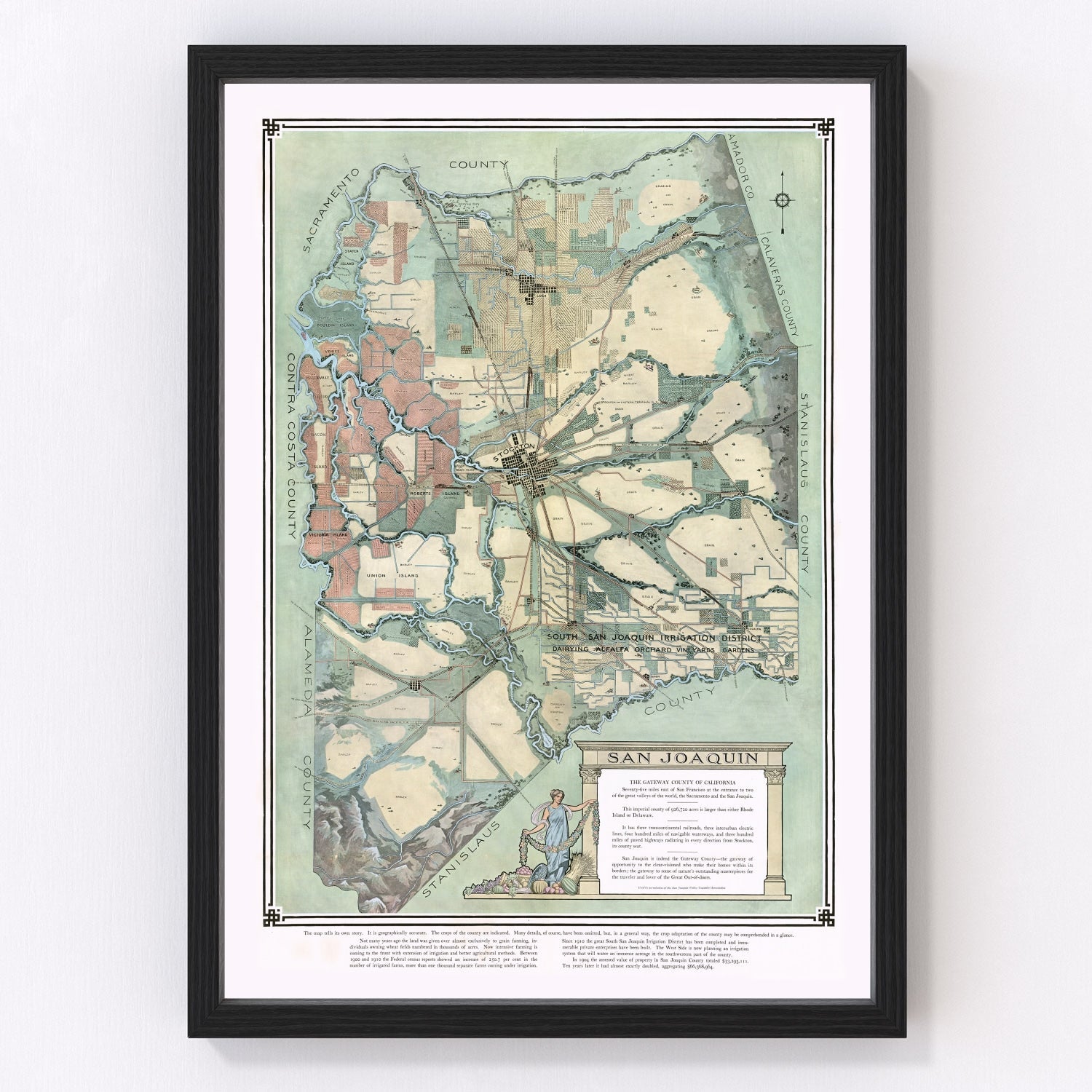 Vintage map of San Joaquin, Fresno County, California, 1910