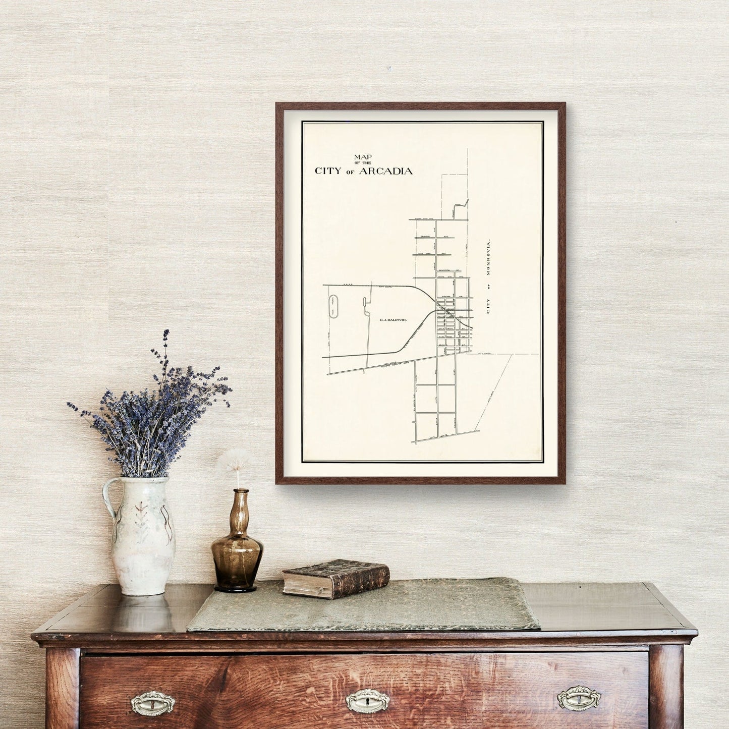 Vintage Map of Arcadia, California, 1910