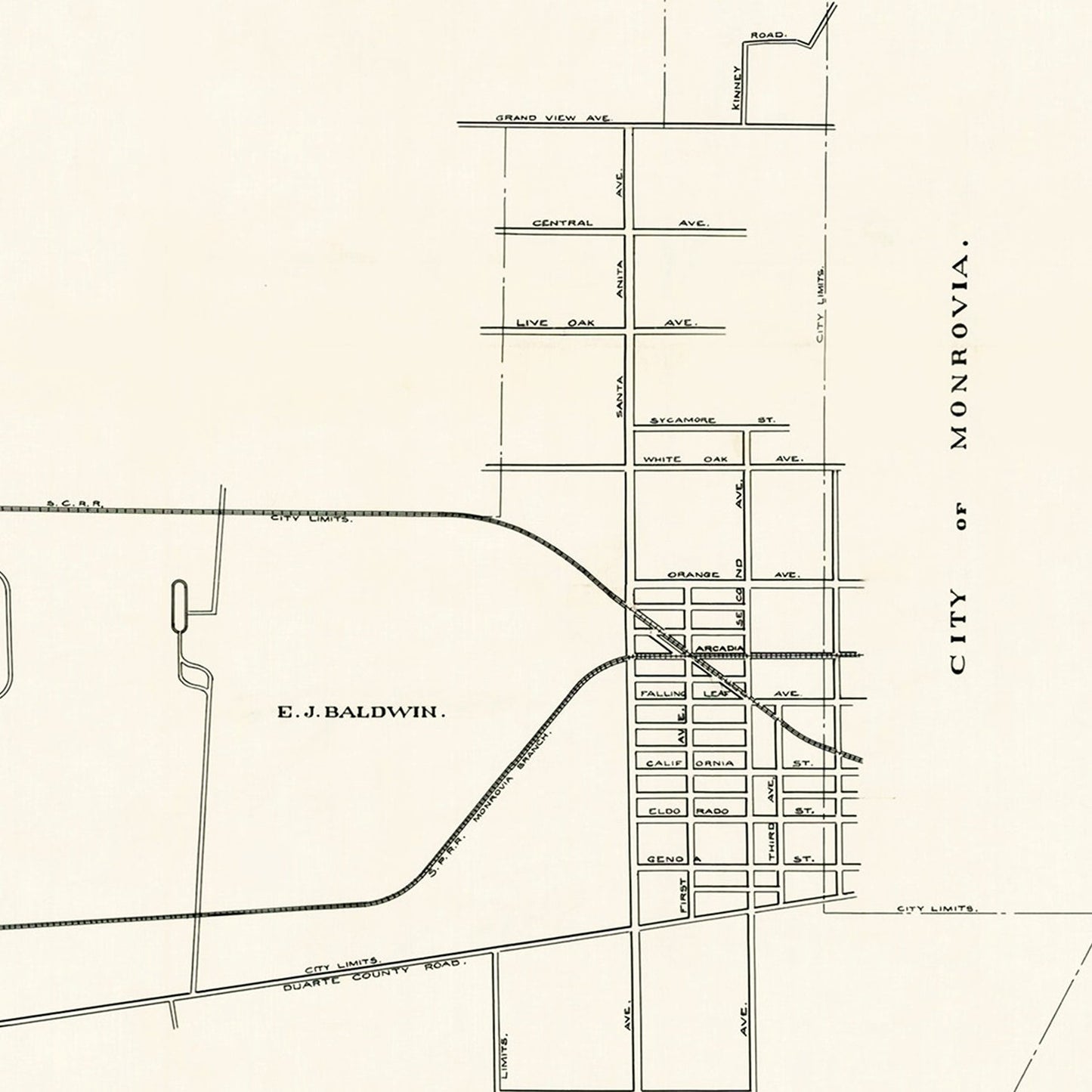 Vintage Map of Arcadia, California, 1910
