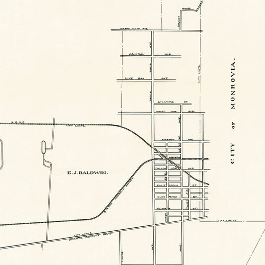 Vintage Map of Arcadia, California, 1910