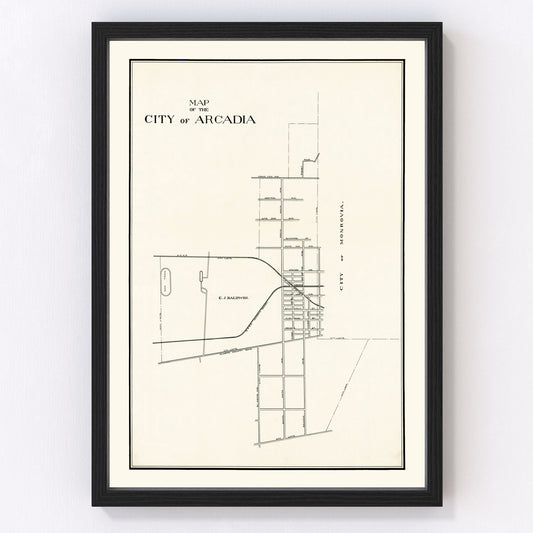 vintage map of Arcadia, California, 1910