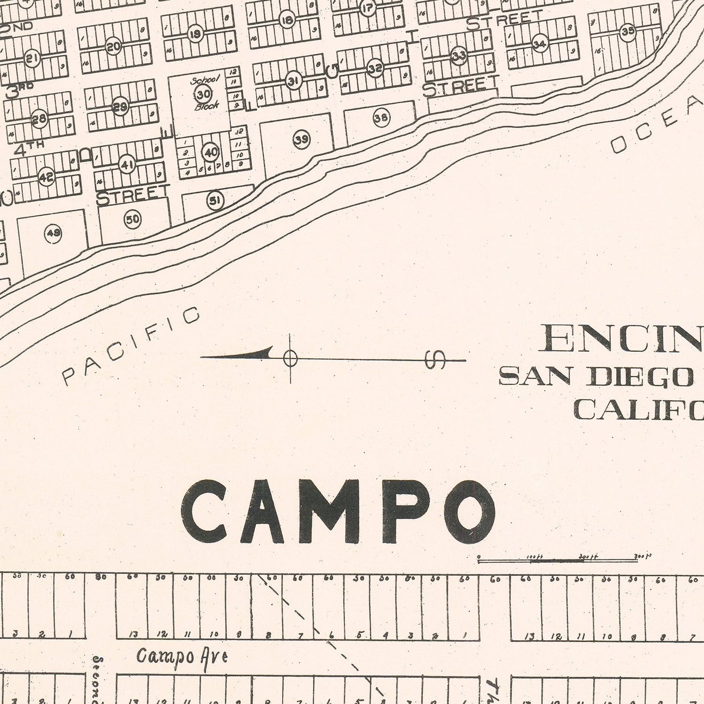 Vintage Map of Encinitas, California, 1912