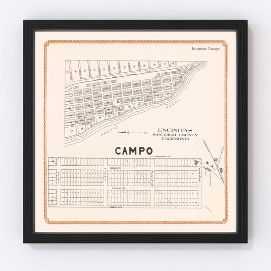 Vintage map of Encinitas, California, 1912