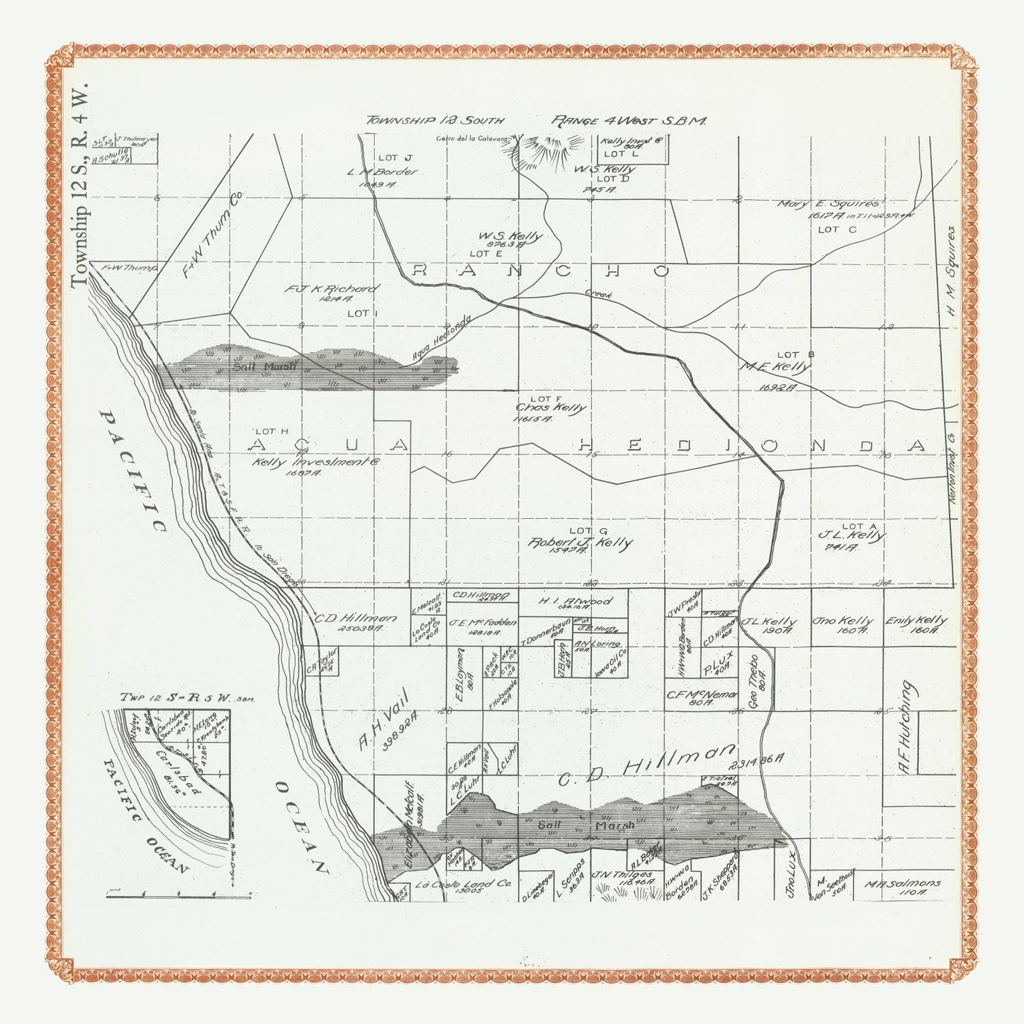 Vintage Map of Carlsbad, California, 1912
