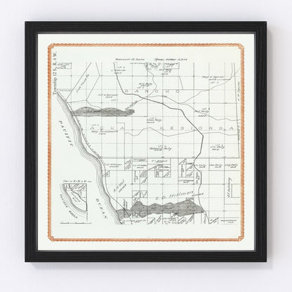 Vintage map of Carlsbad, California, 1912, restored vintage wall art print