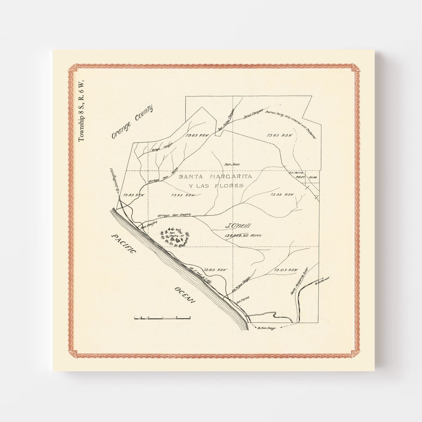 Vintage Map of Camp Pendleton, California, 1912
