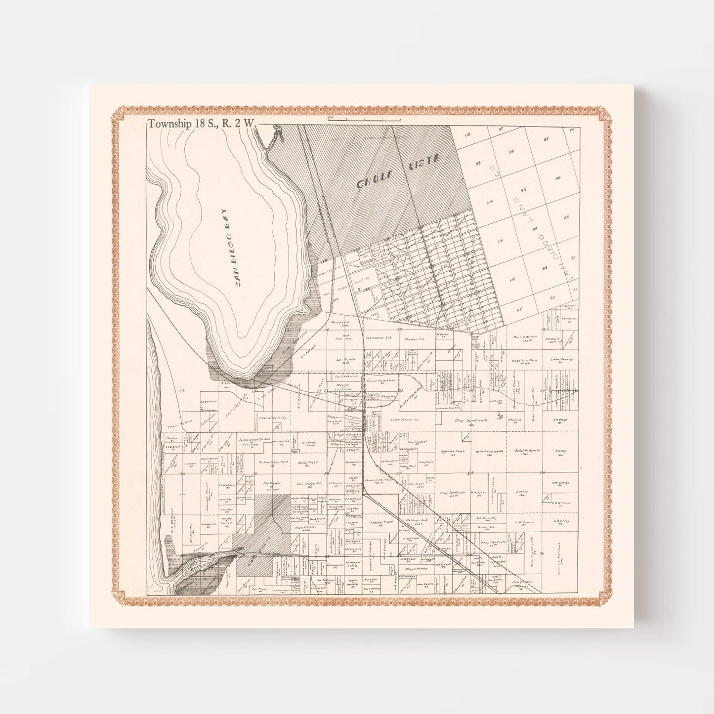 Vintage Map of Chula Vista, California, 1912