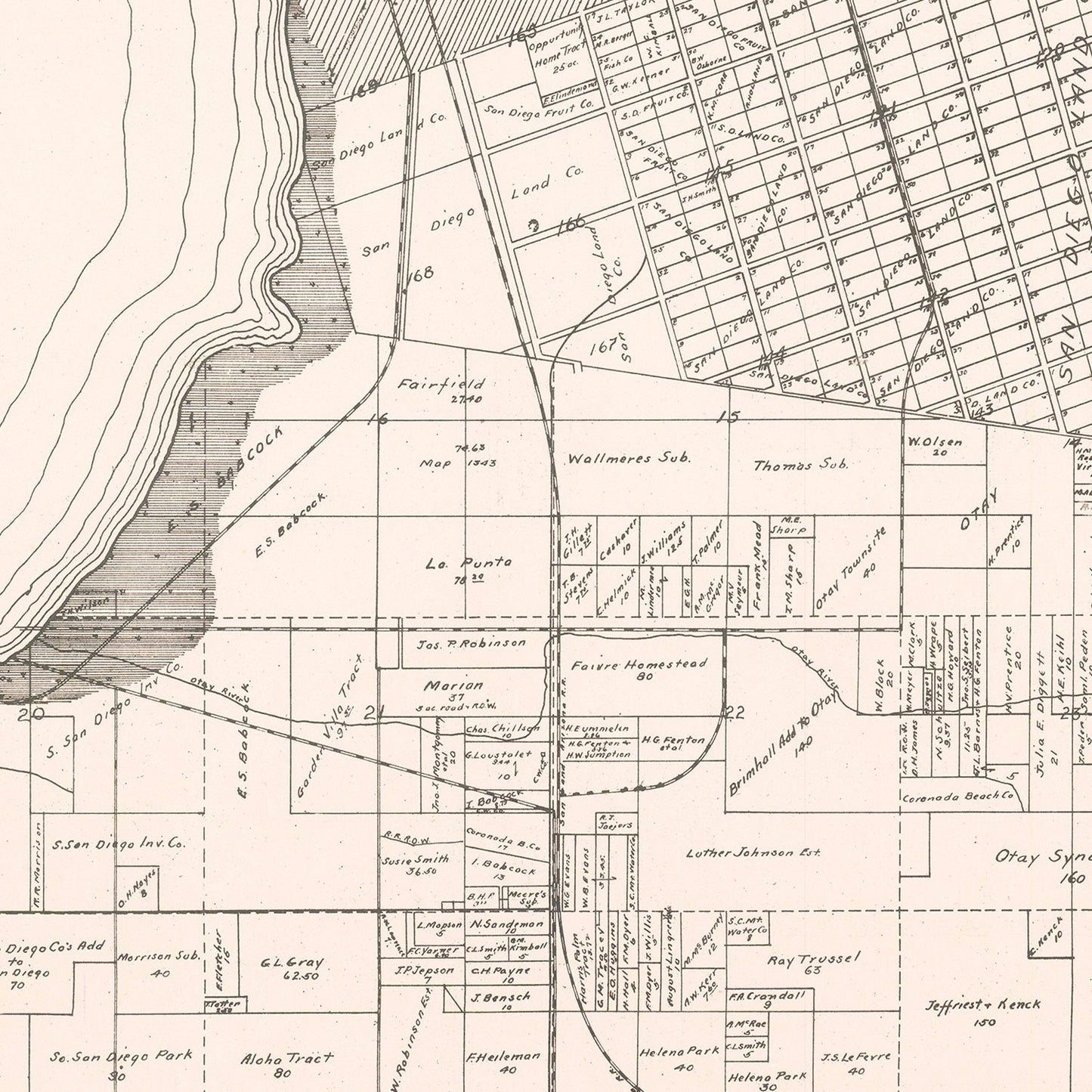 Vintage Map of Chula Vista, California, 1912