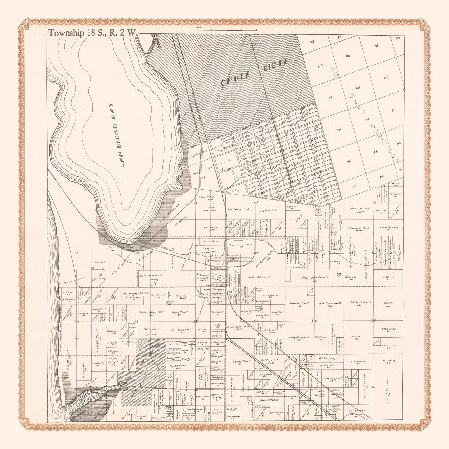 Vintage Map of Chula Vista, California, 1912