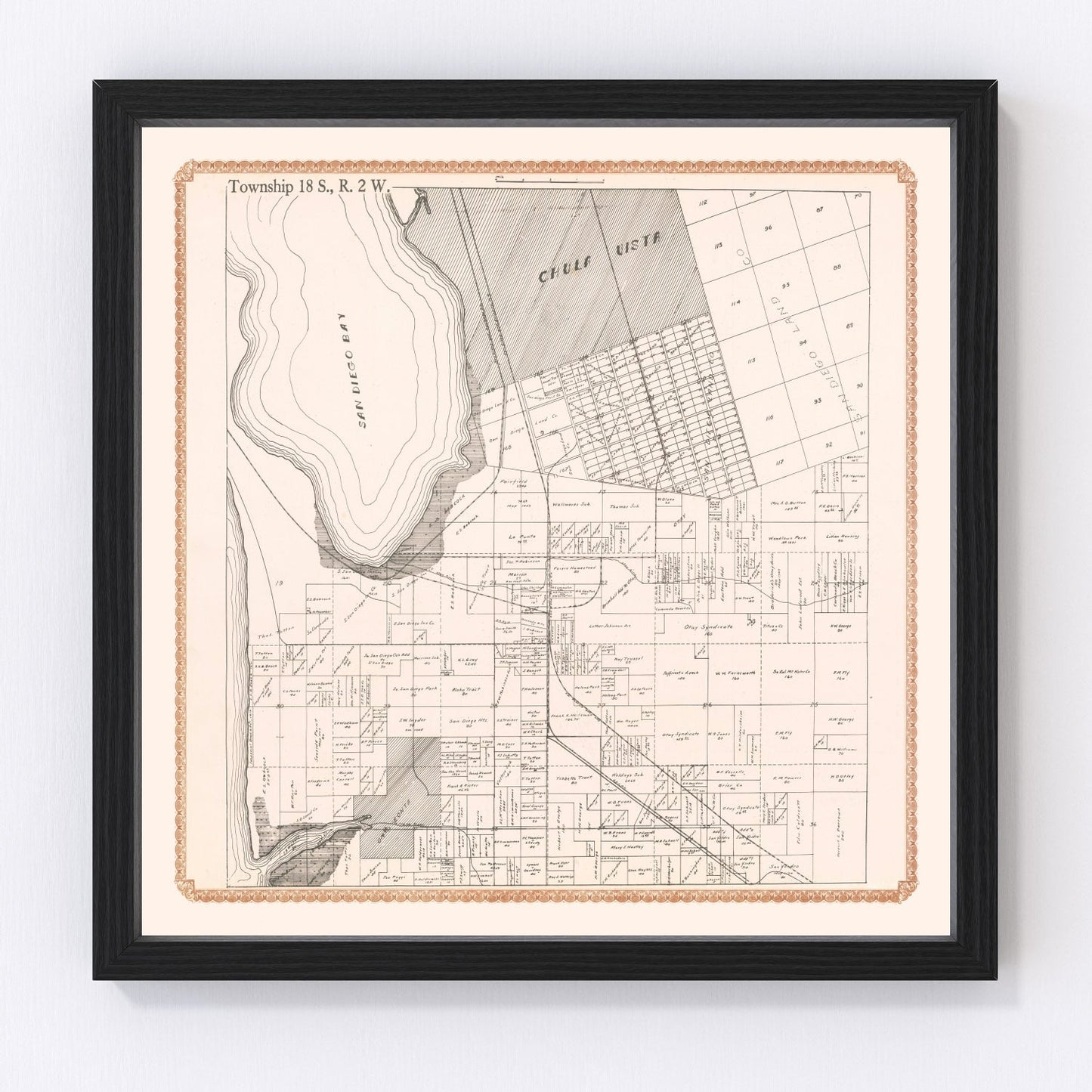 Vintage map of Chula Vista, California, 1912