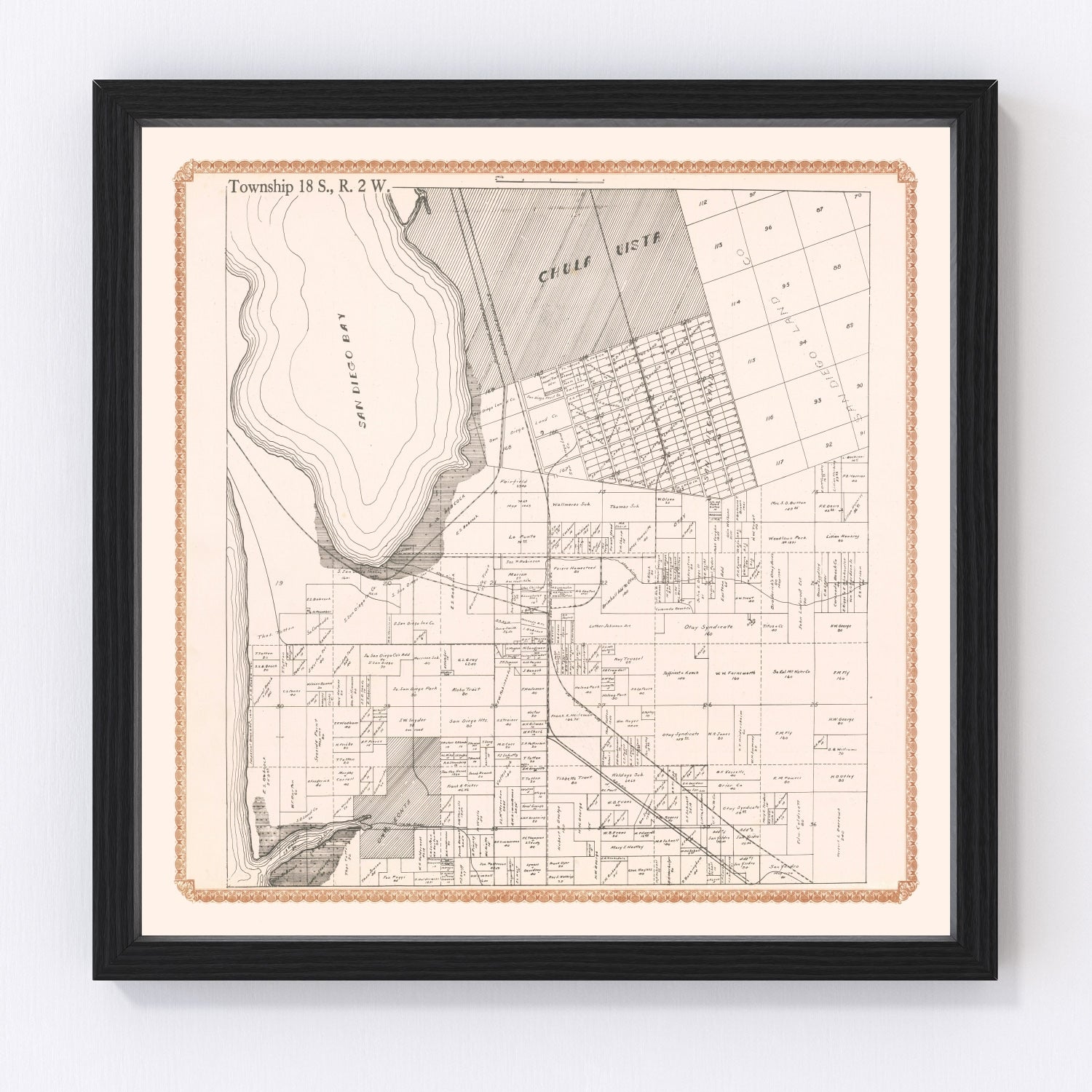 Vintage map of Chula Vista, California, 1912