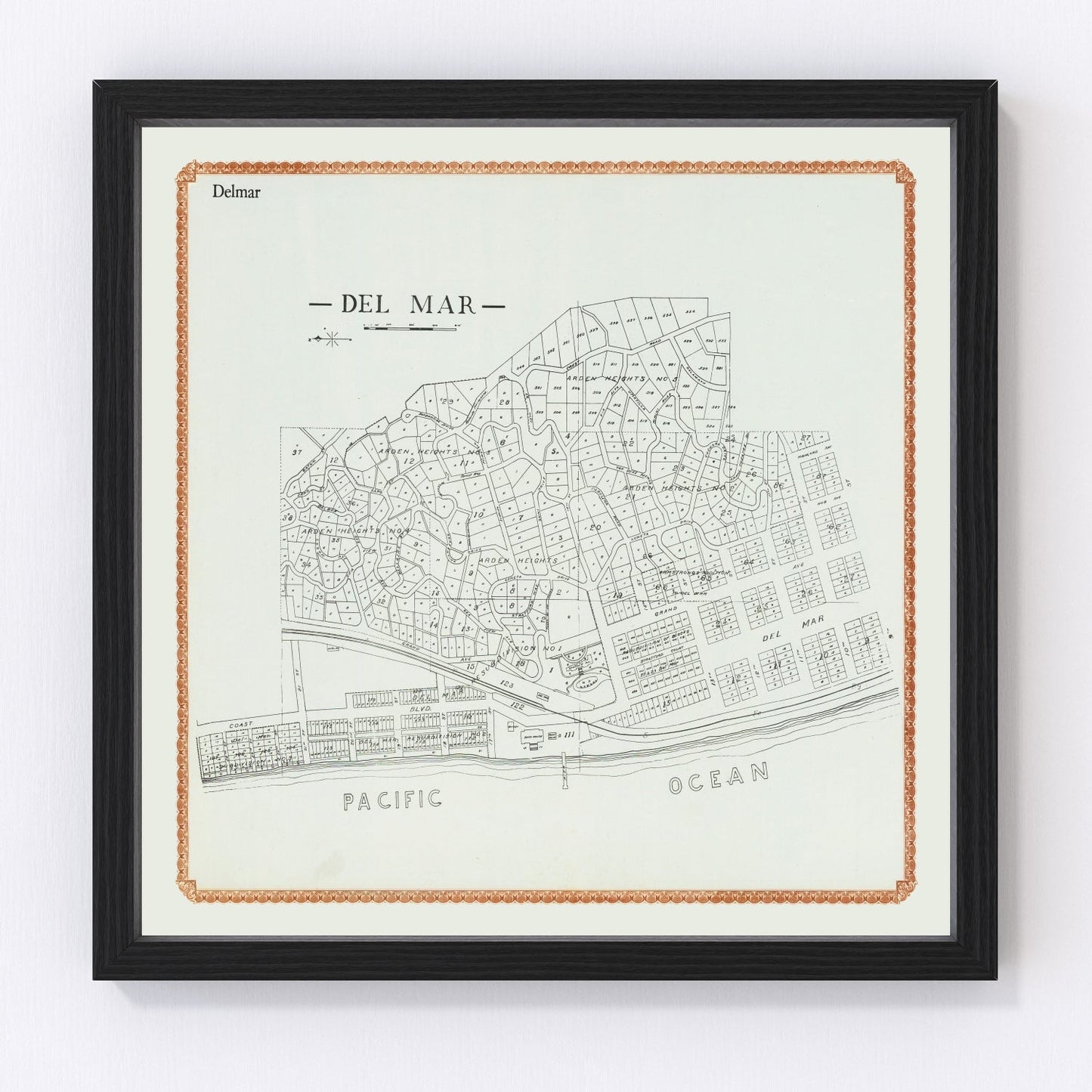 Vintage map of Del Mar, California, 1912