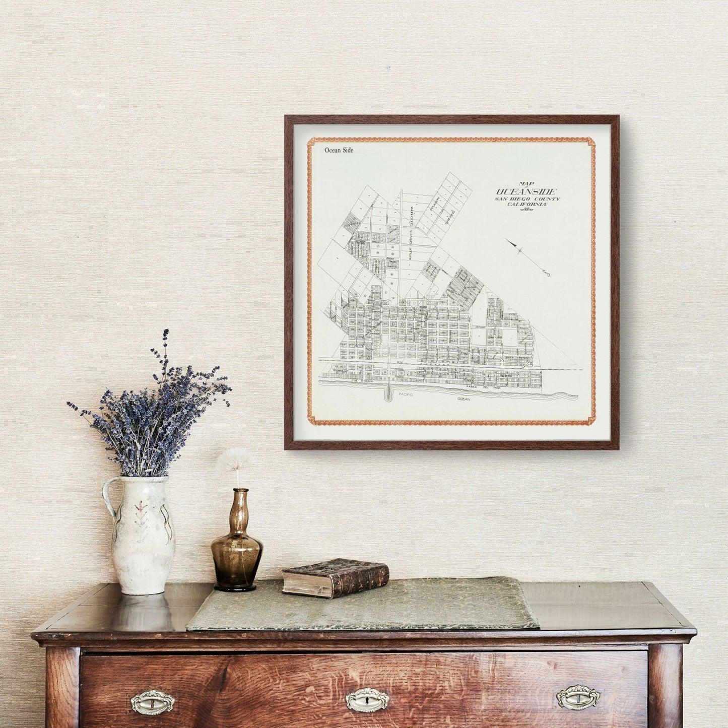 Vintage Map of Oceanside, California, 1912
