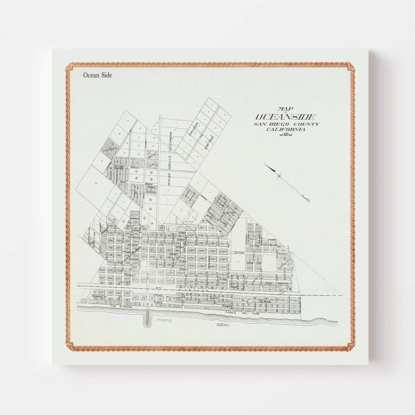 Vintage Map of Oceanside, California, 1912