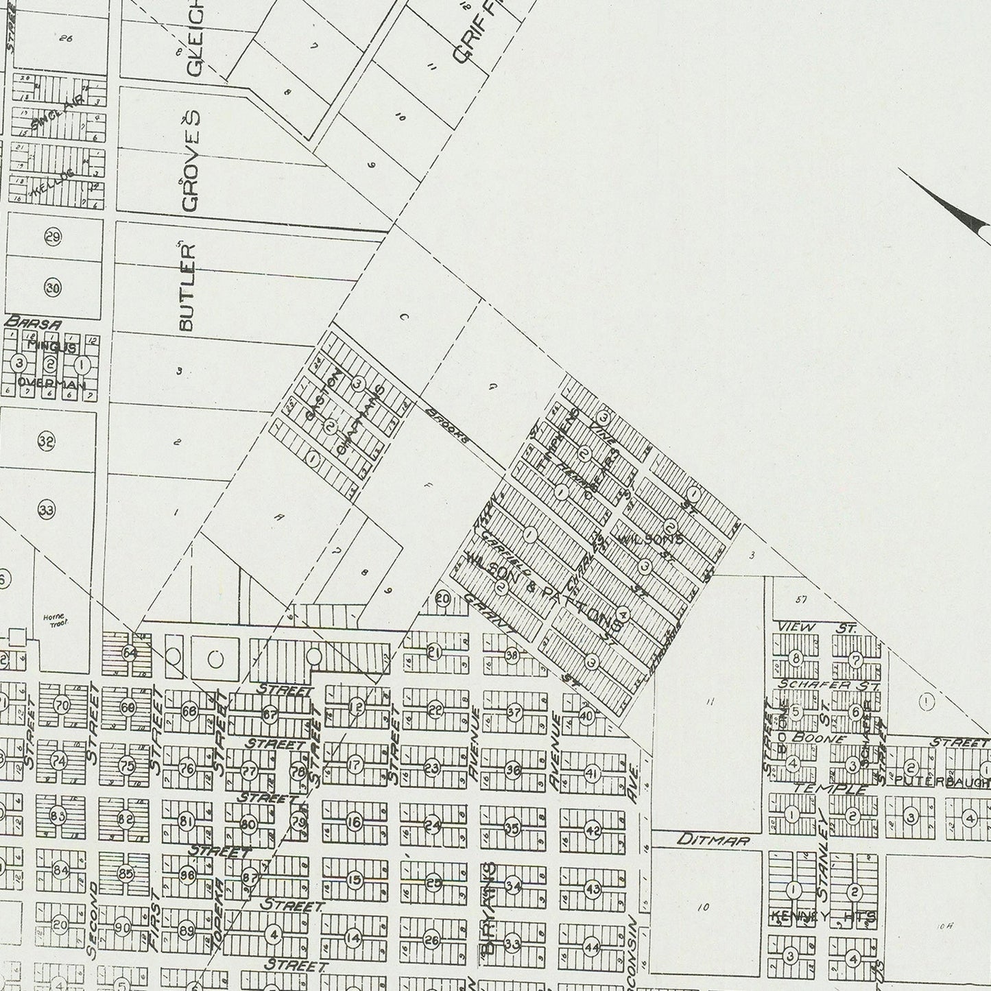 Vintage Map of Oceanside, California, 1912