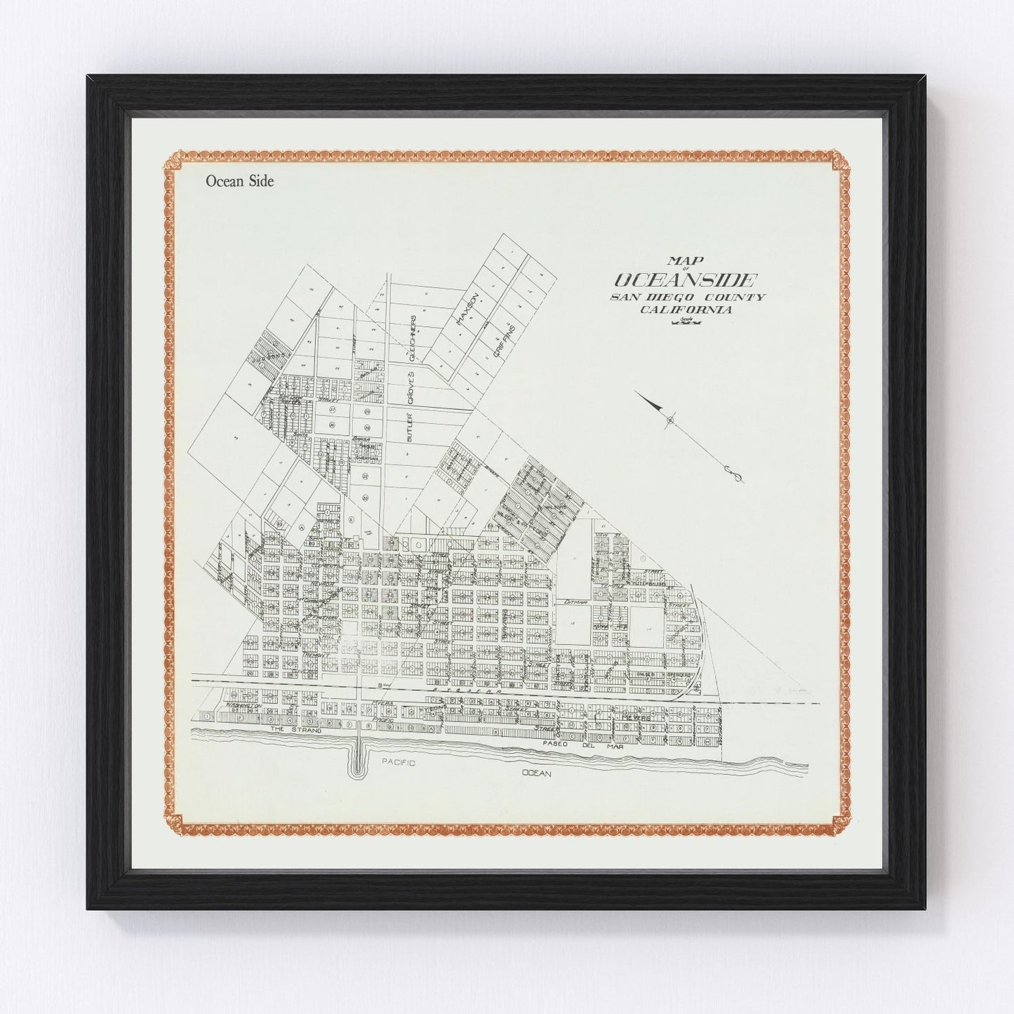 Vintage map of Oceanside, California, 1912