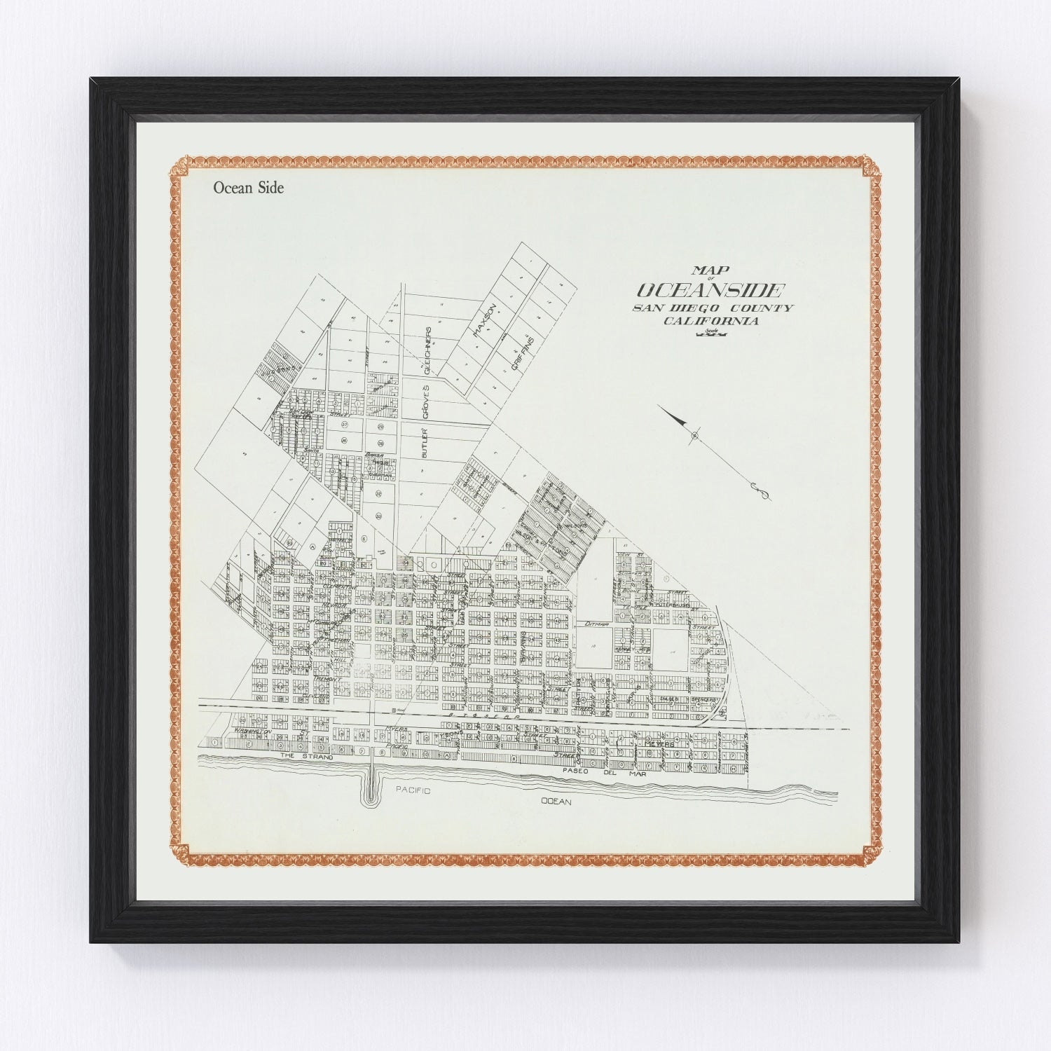 Vintage map of Oceanside, California, 1912