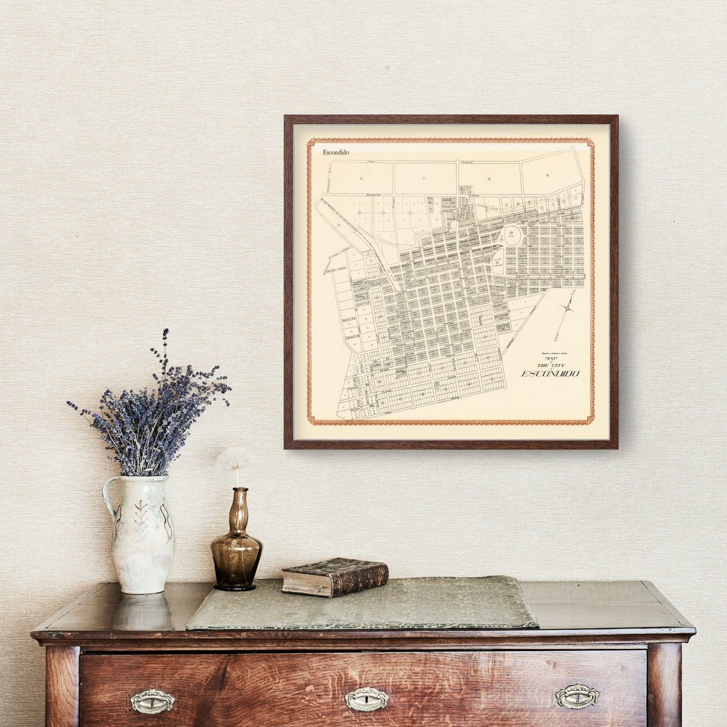 Vintage Map of Escondido, California, 1912