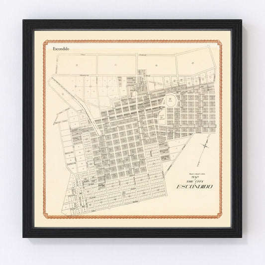 Vintage map of Escondido, California, 1912