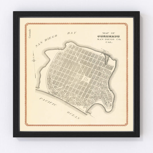 Vintage map of Coronado, California, 1912