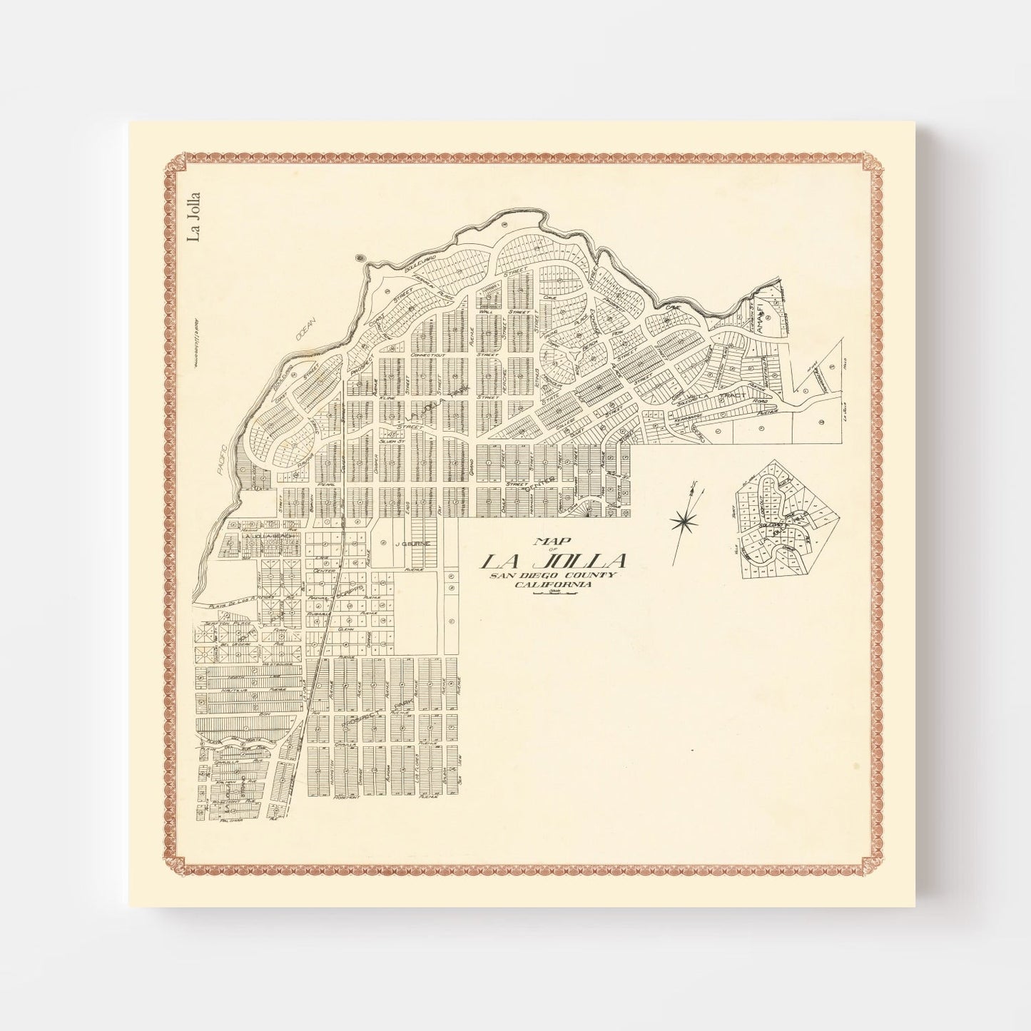 Vintage Map of La Jolla, California, 1912