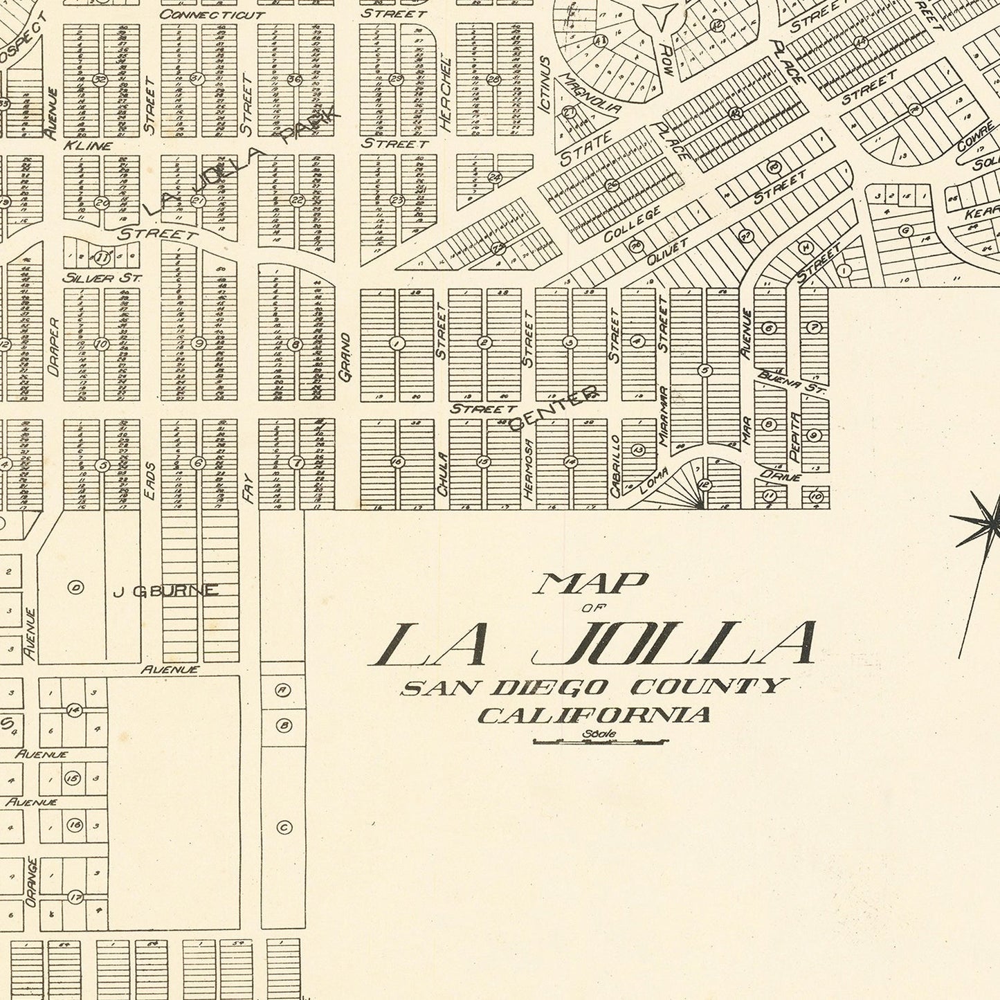 Vintage Map of La Jolla, California, 1912