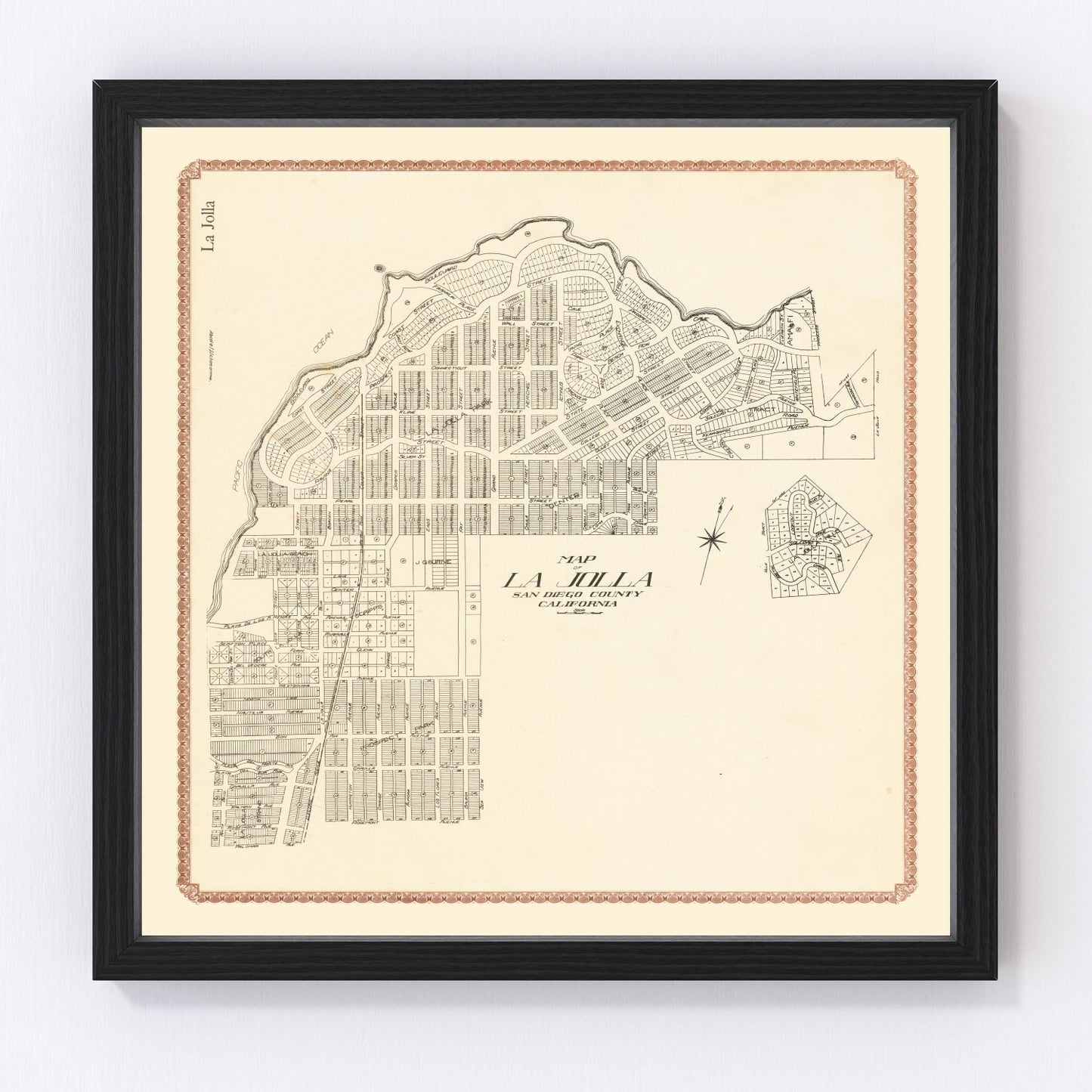 vintage map of La Jolla, California, 1912