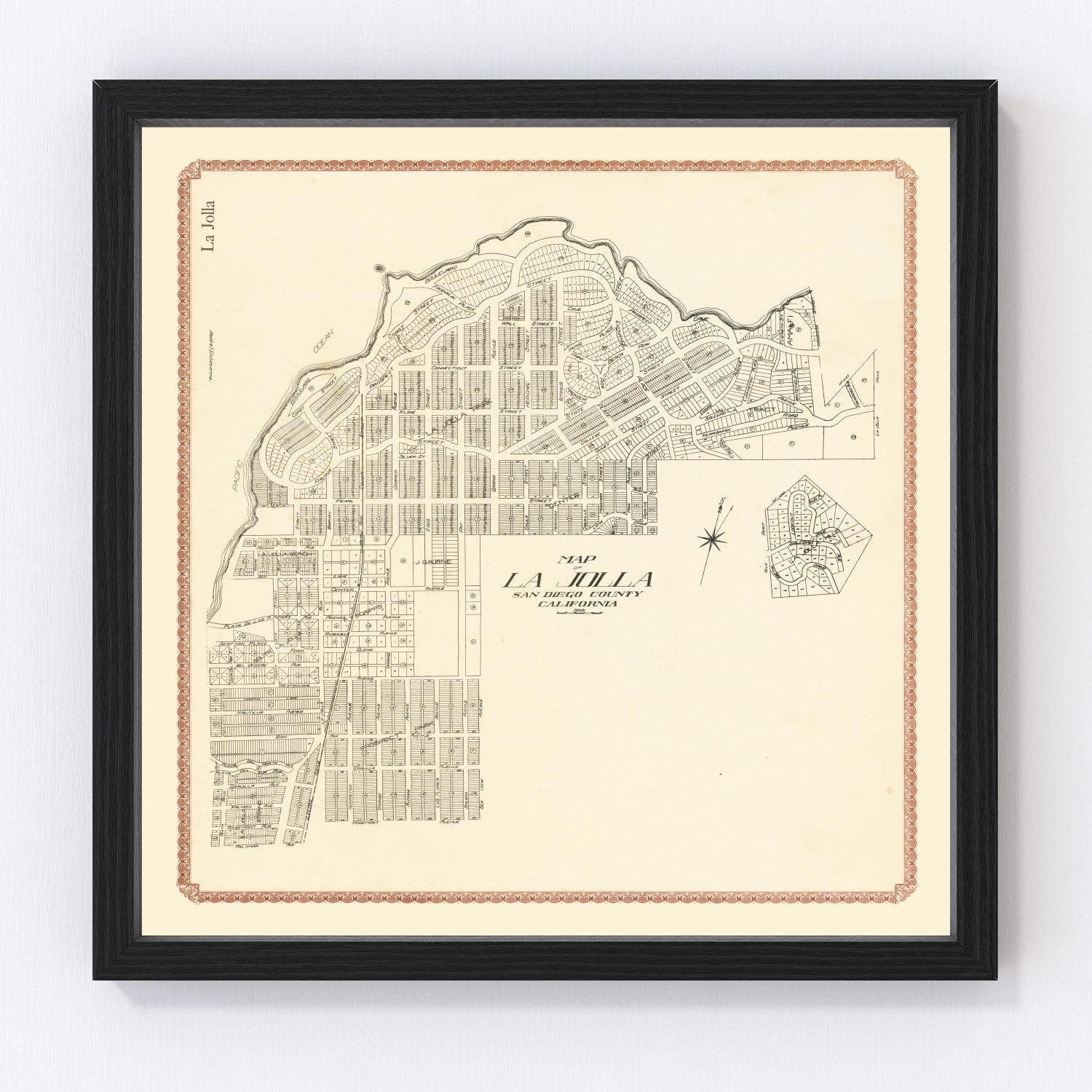 vintage map of La Jolla, California, 1912