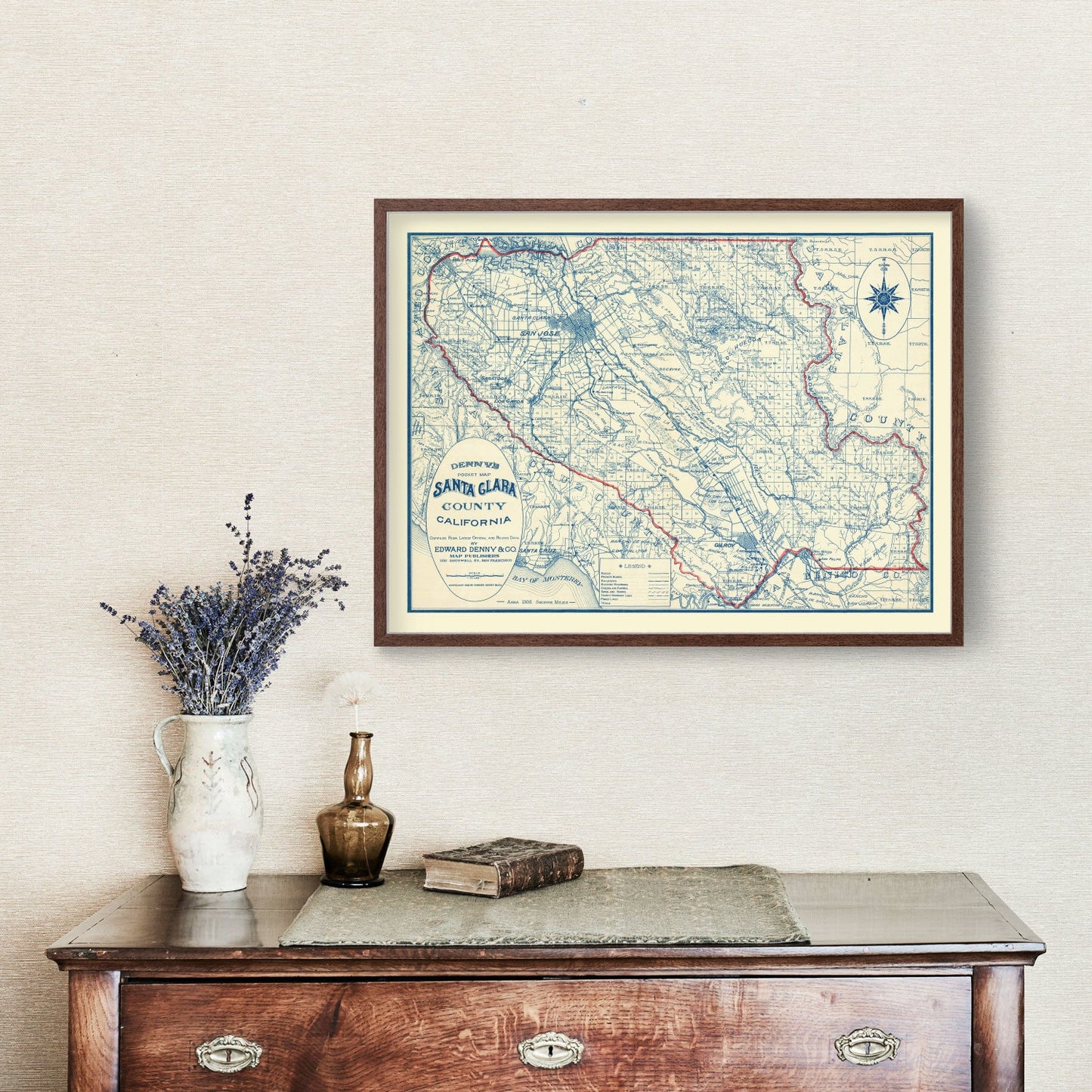 Vintage Map of Santa Clara County, California, 1913