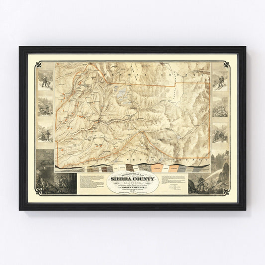 vintage map of Sierra County, California, 1874