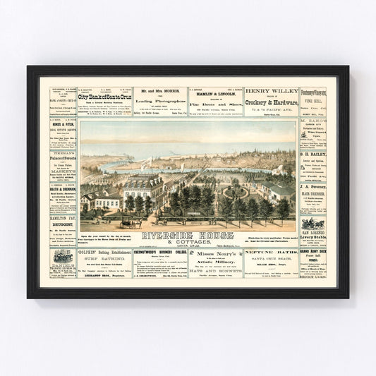 vintage map of Santa Cruz, California, 1878