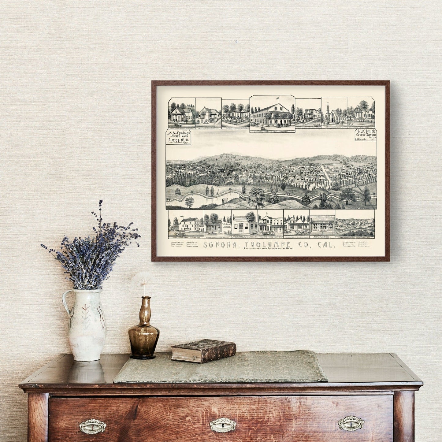 Vintage Map of Sonora, California, 1880