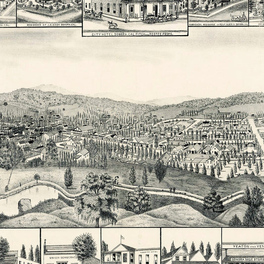 Vintage Map of Sonora, California, 1880