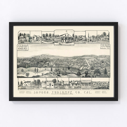 vintage map of Sonora, California, 1880